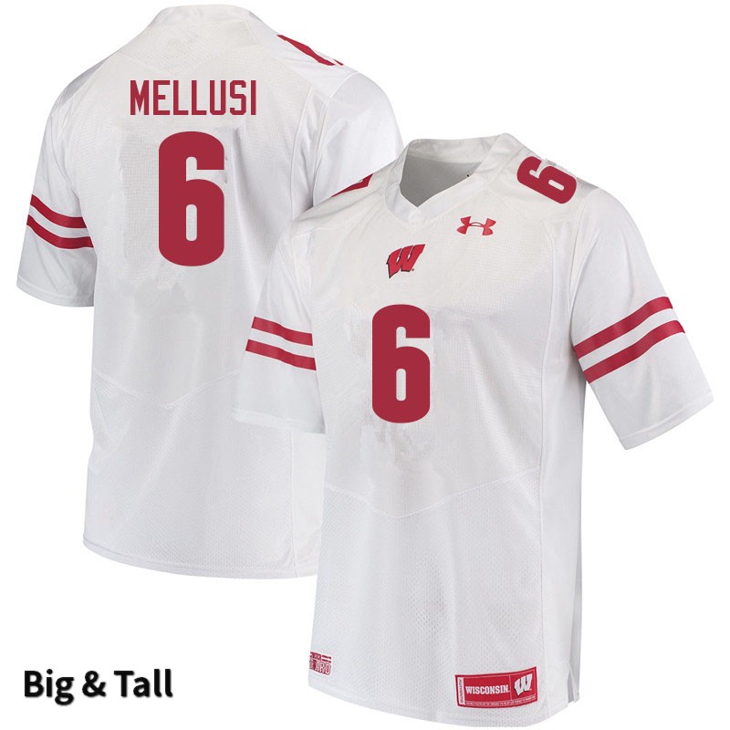 Wisconsin Badgers Men's #6 Chez Mellusi NCAA Under Armour Authentic White Big & Tall College Stitched Football Jersey RH40J62FE
